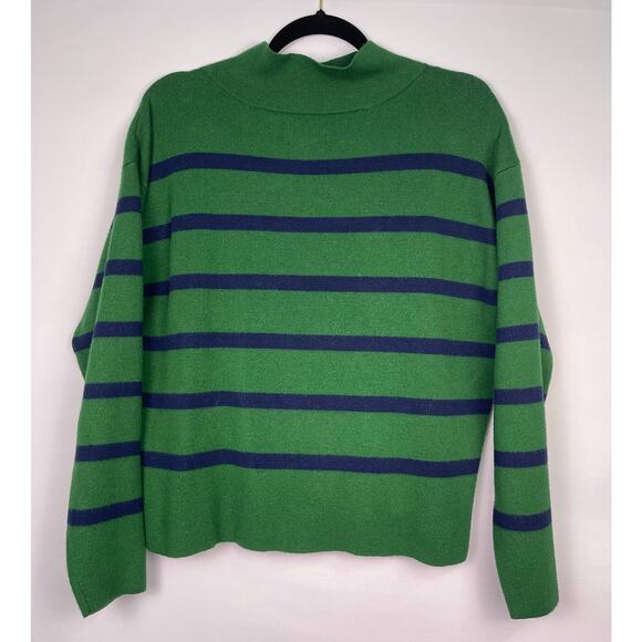 Maeve by Anthropologie Green Blue Striped Turtleneck Sweater Women’s XXS - Picture 4 of 9